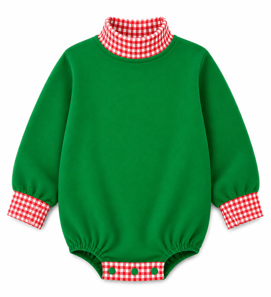 Holiday Gingham Mock Neck Baby Bubble | PRE-ORDER