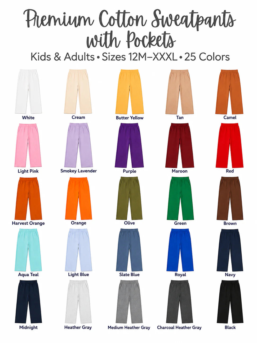 Premium Cotton Sweatpants with Pockets | PRE-ORDER | 25 Colors