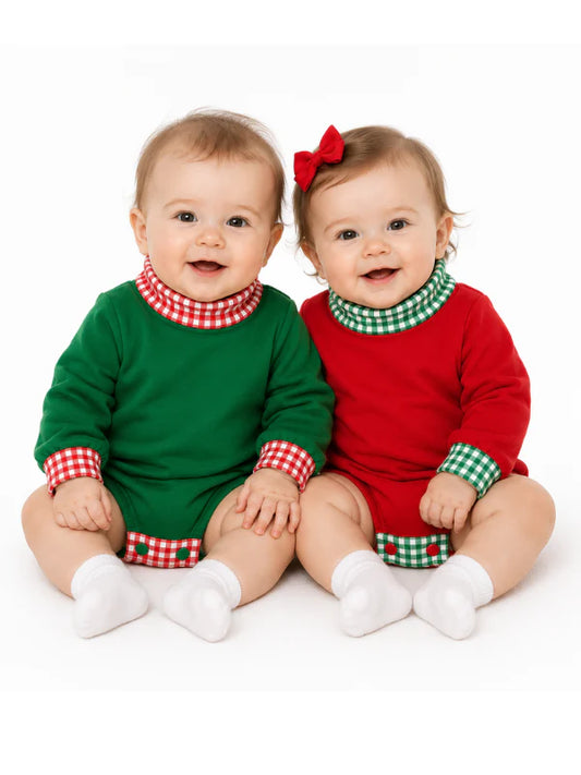 Holiday Gingham Mock Neck Baby Bubble | PRE-ORDER