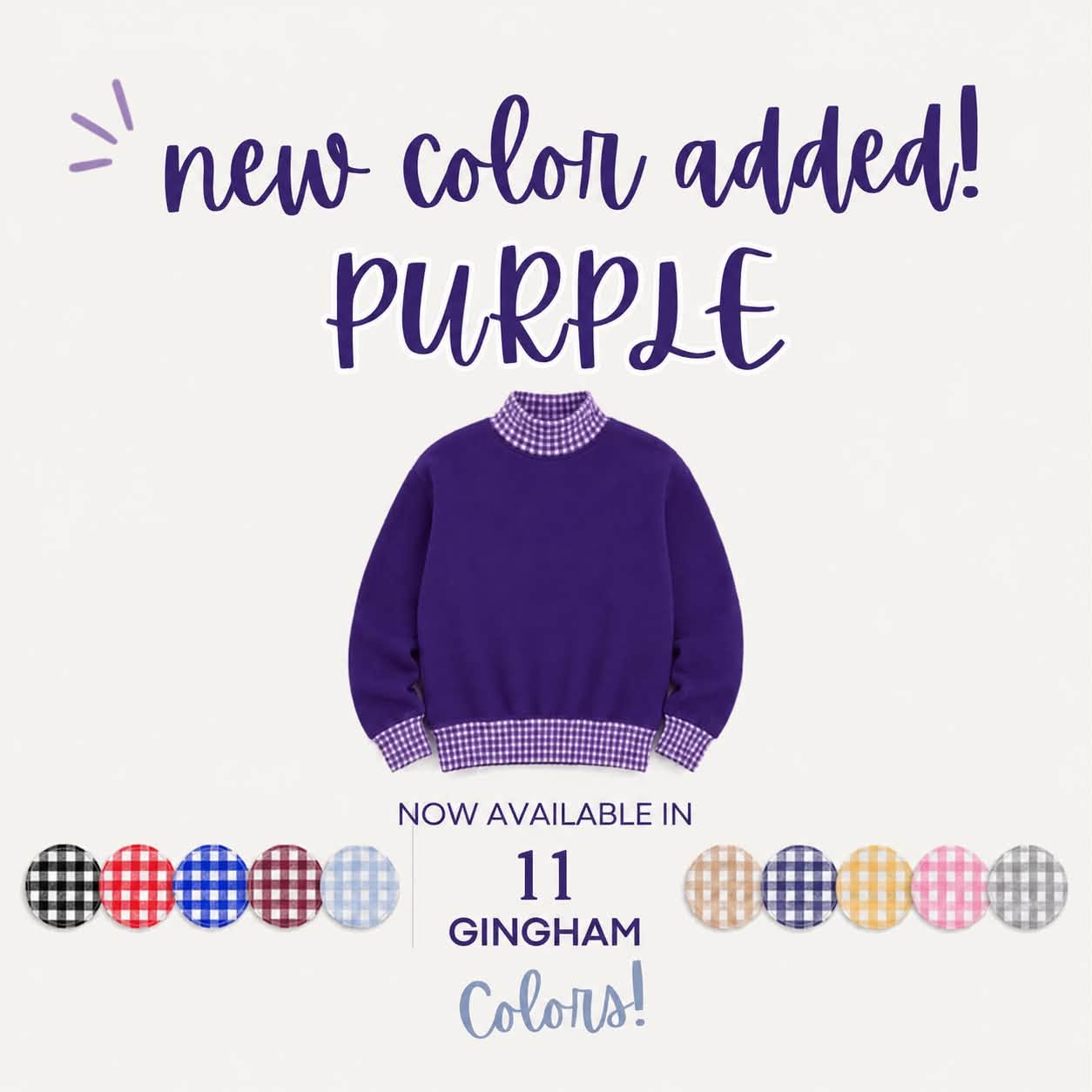 Adult Gingham Mock Neck Sweatshirt | PRE-ORDER | Embroidery