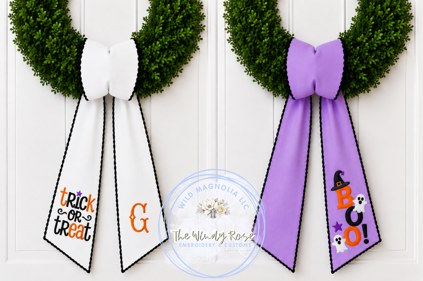 PREORDER | Boo & Bow Collection Fall Bow Wreath Sash -- Ric Rac
