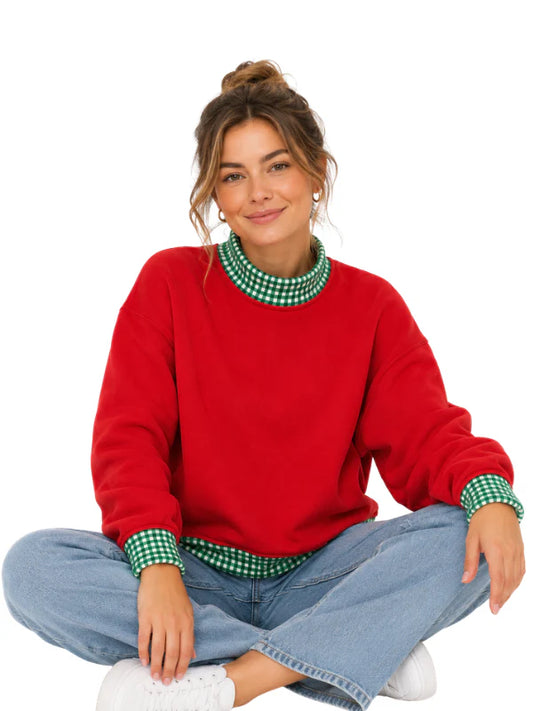 Holiday Gingham Mock Neck Sweatshirt | PRE-ORDER | Kids + Adults