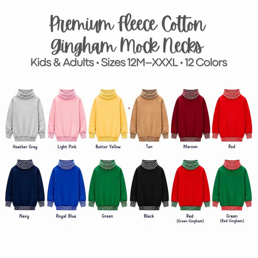 Adult Gingham Mock Neck Sweatshirt | PRE-ORDER | Embroidery