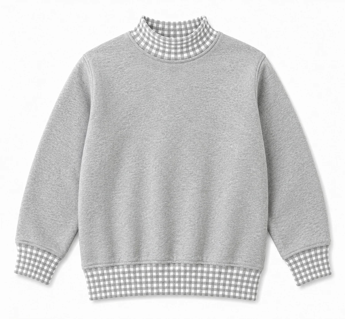 Kids Gingham Mock Neck Sweatshirt | PRE-ORDER| 12M–14Y