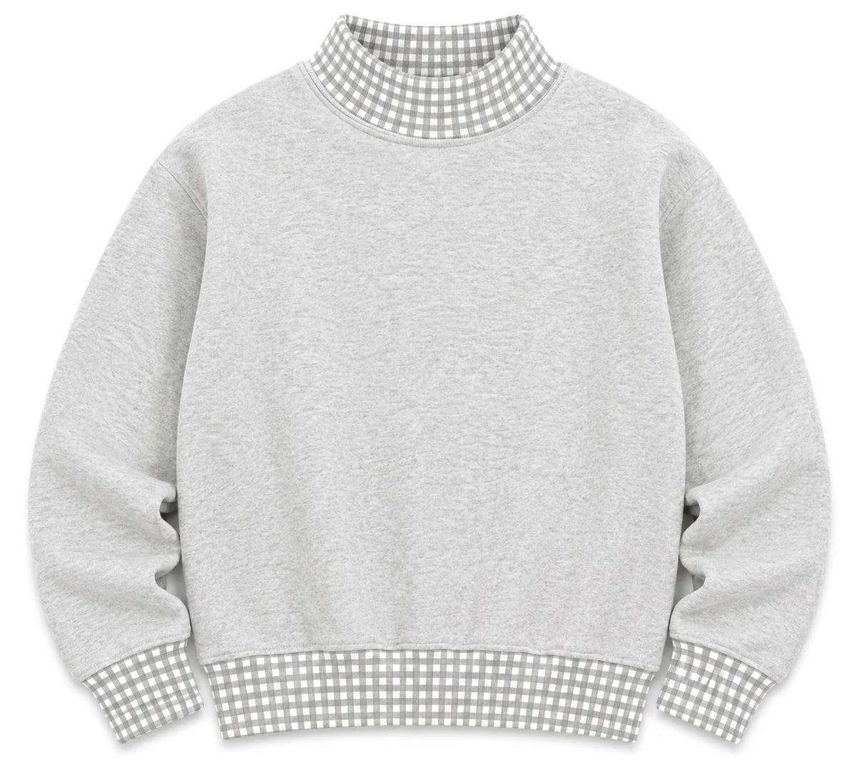 Adult Gingham Mock Neck Sweatshirt | PRE-ORDER | Embroidery