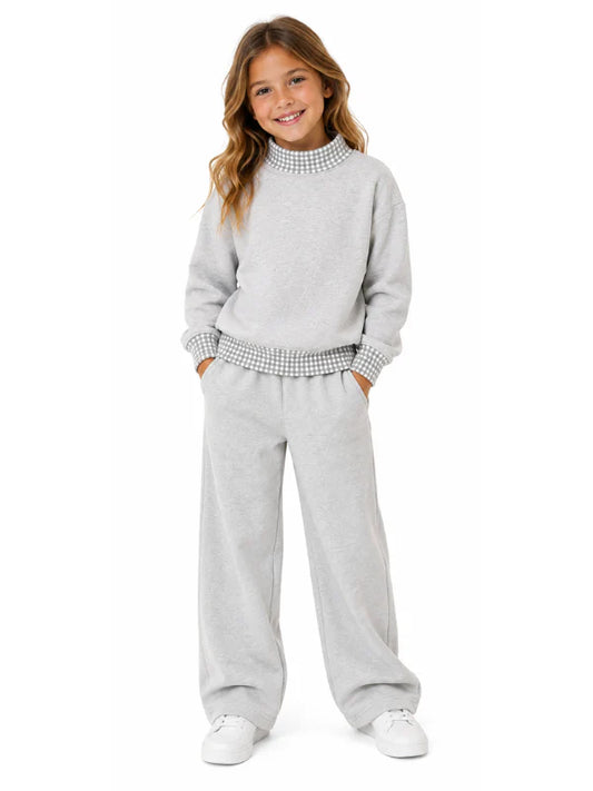 Kids Gingham Mock Neck Sweatshirt | PRE-ORDER| 12M–14Y
