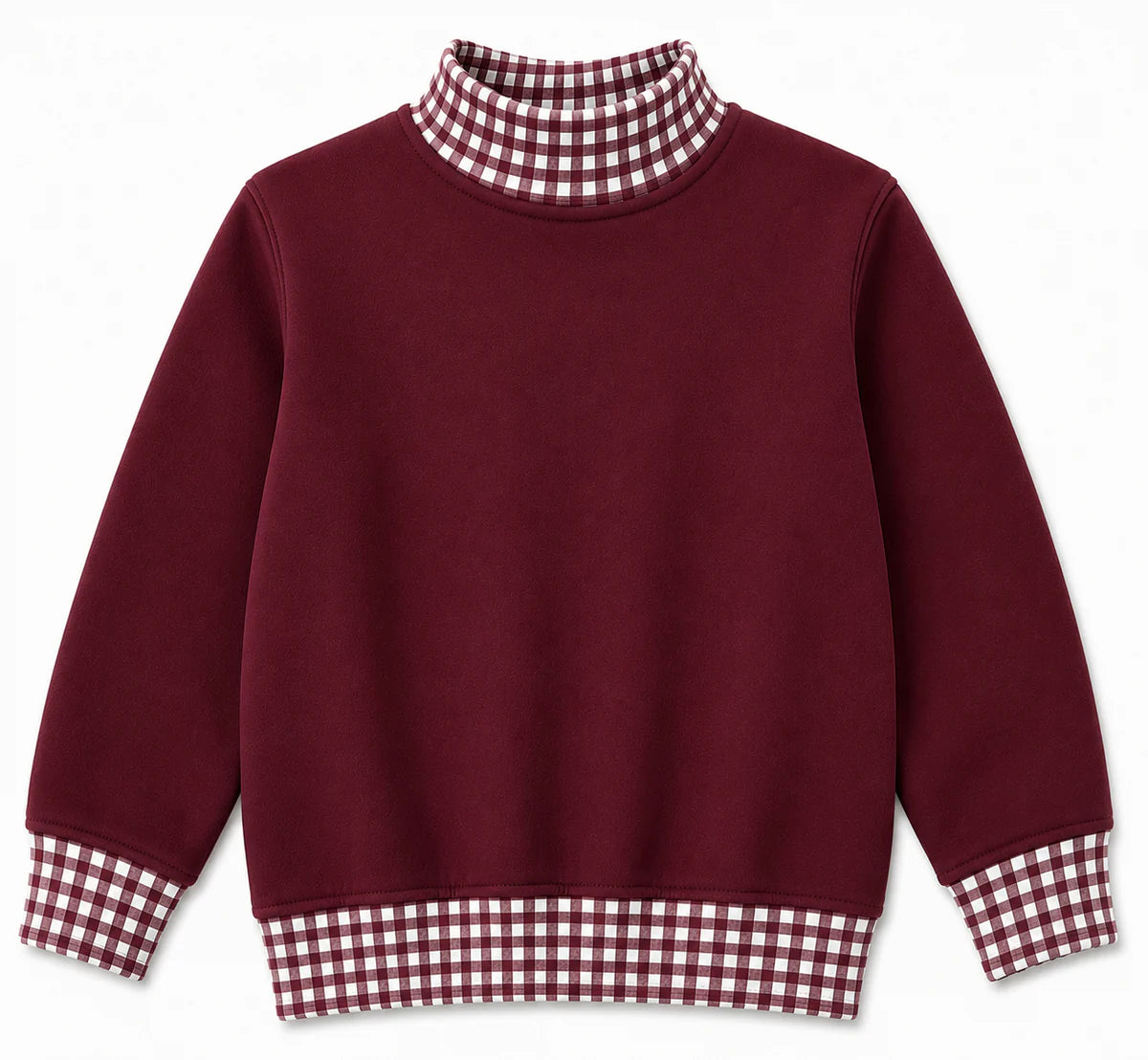 Kids Gingham Mock Neck Sweatshirt | PRE-ORDER| 12M–14Y