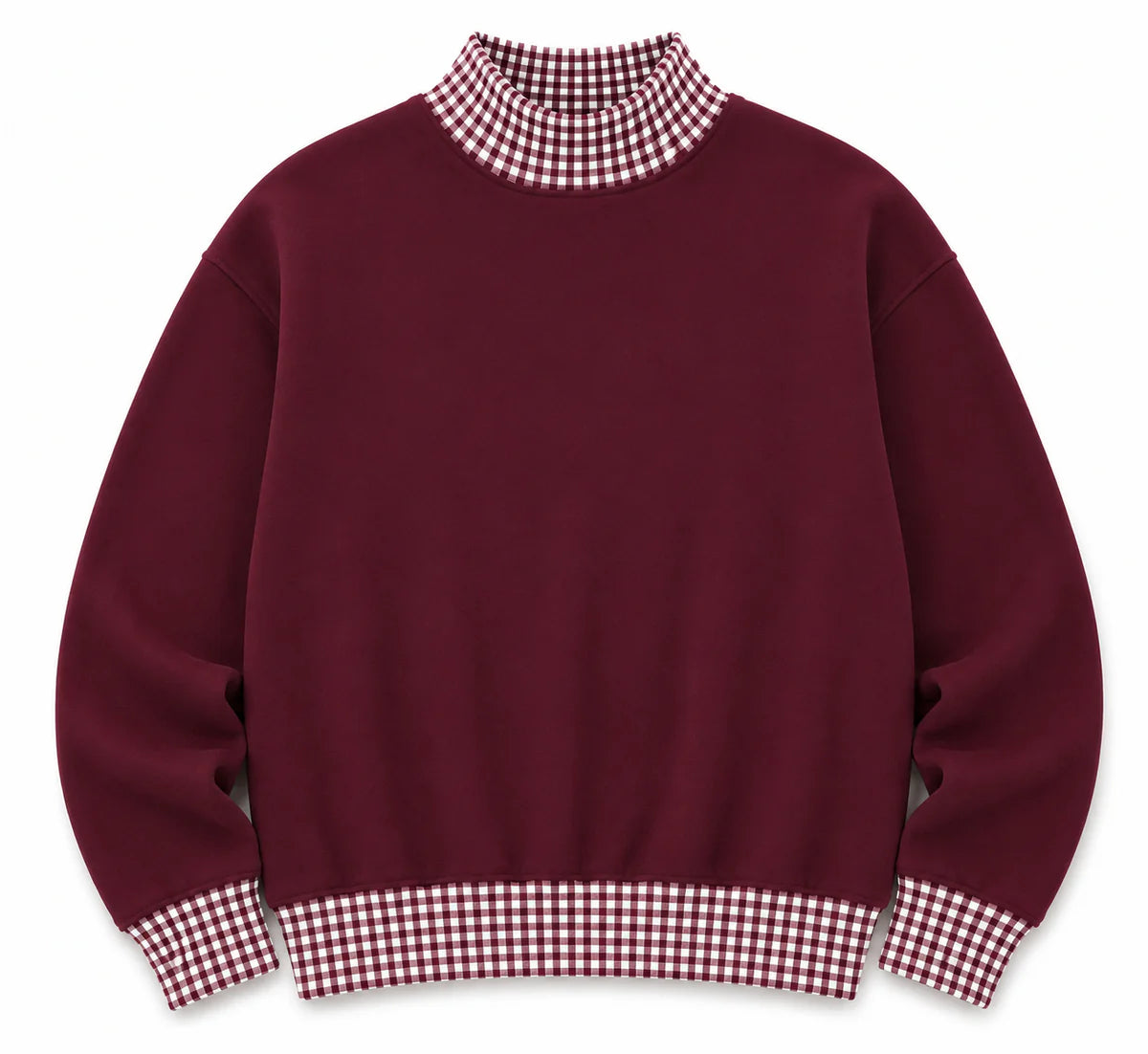 Adult Gingham Mock Neck Sweatshirt | PRE-ORDER | Embroidery