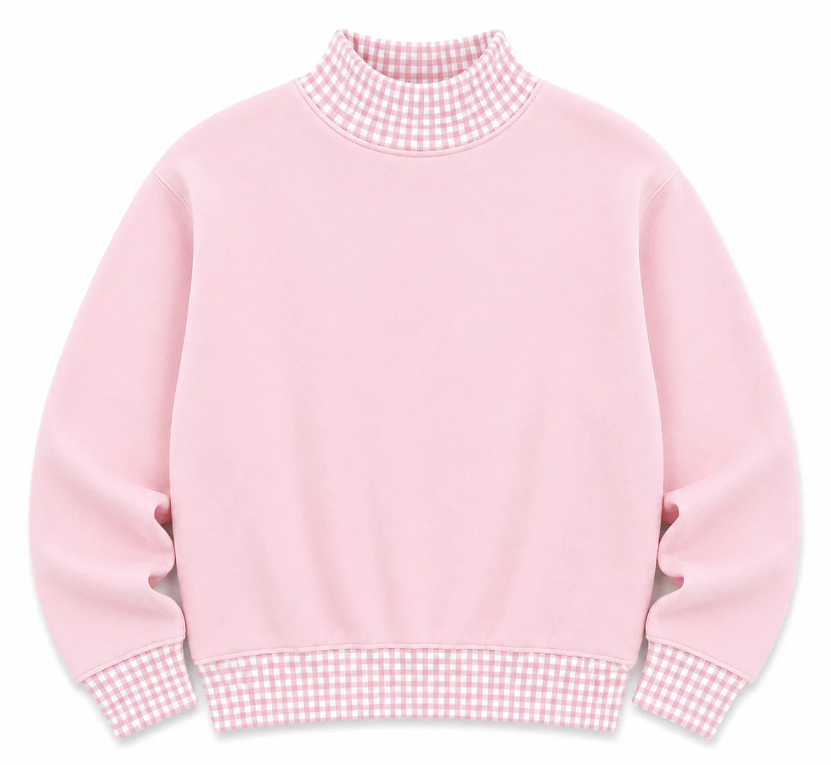 Adult Gingham Mock Neck Sweatshirt | PRE-ORDER | Embroidery