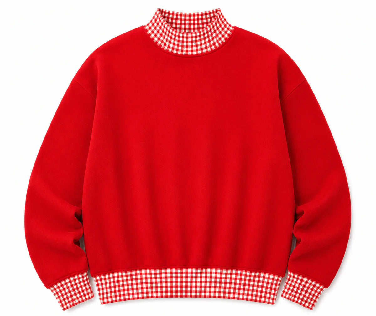 Adult Gingham Mock Neck Sweatshirt | PRE-ORDER | Embroidery