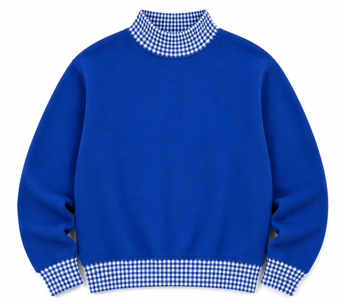 Adult Gingham Mock Neck Sweatshirt | PRE-ORDER | Embroidery