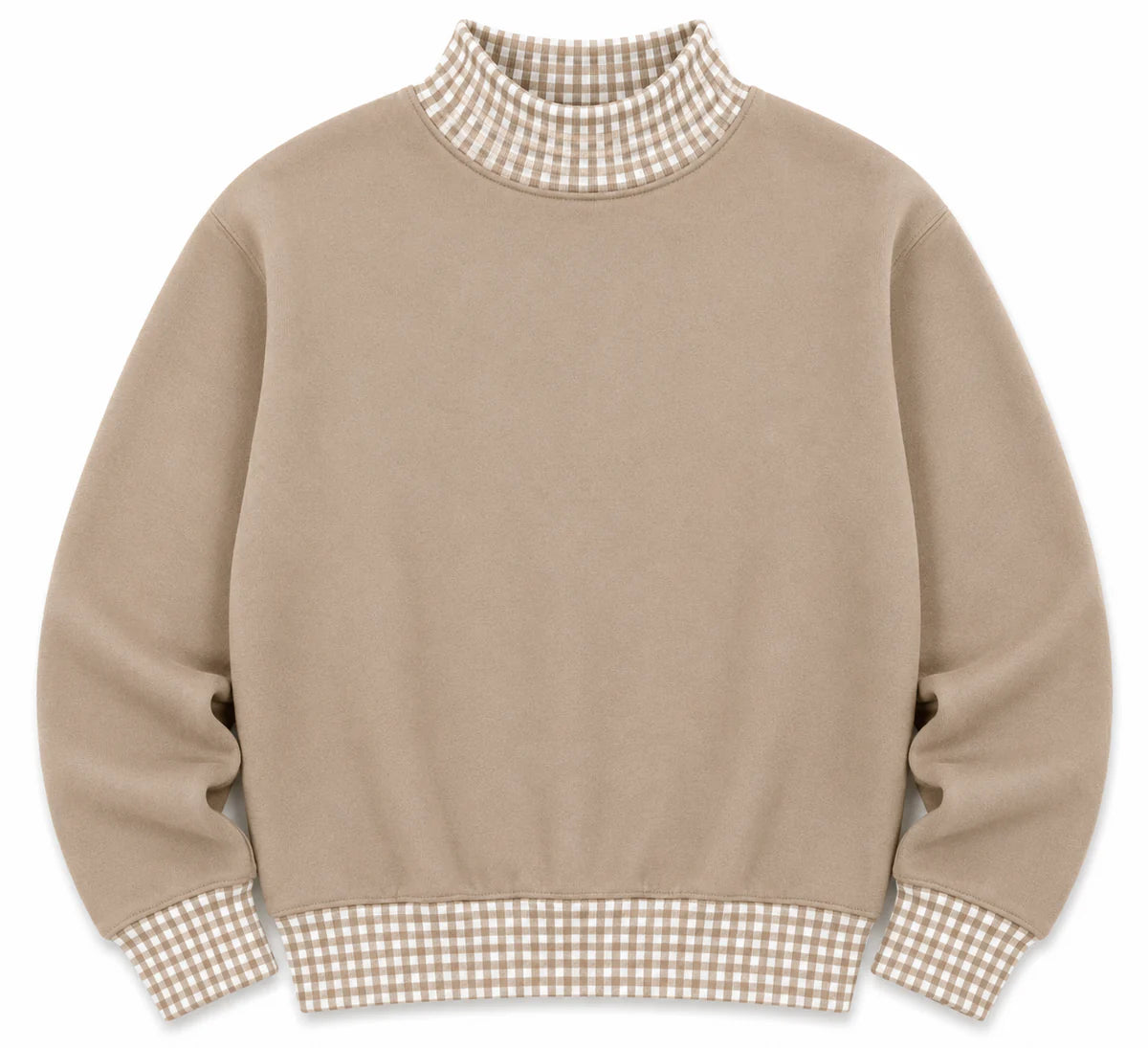 Adult Gingham Mock Neck Sweatshirt | PRE-ORDER | Embroidery